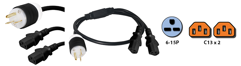 6-15p to c13 splitter cords