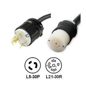 Nema L5-30P 30 Amp 125 Volt Connector, L5-30 Locking Power Cord