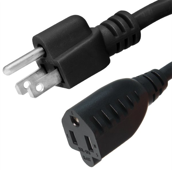 5-15P to 5-15R Power Cord, 15A, 125V - 6 Foot Length