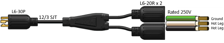 splitter power cord, l6-30 L6-20