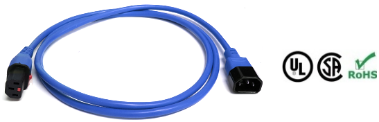 blue c14 to locking c13 power cable