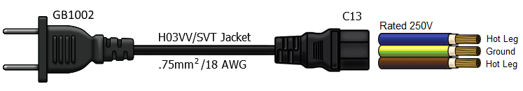 GB1002 to C13 Power Cord
