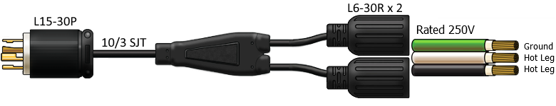 splitter power cord, l15-30 TO L6-30 