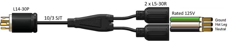 splitter power cord, l14-30 TO L5-30