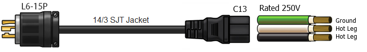 l6-15 to c13 power cable