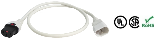 white c14 to locking c13 power cable