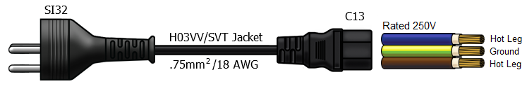 SI32 to C13 Power Cord
