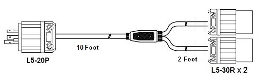 splitter power cord, l5-20 c13