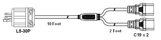 splitter power cord, l5-20 c13