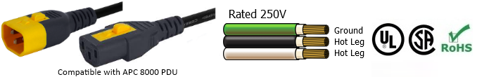 V-lock c14 to c13 power cable