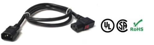 Auto-lock c14 to left angle c13 power cable