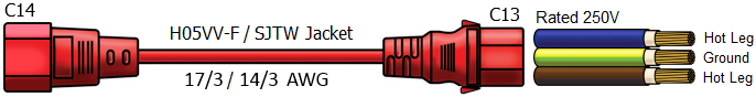auto-lock c14 to c13 power cord