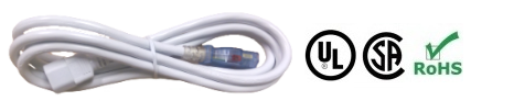 White Auto-lock c14 to c13 power cable