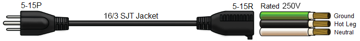 15 amp extension cable